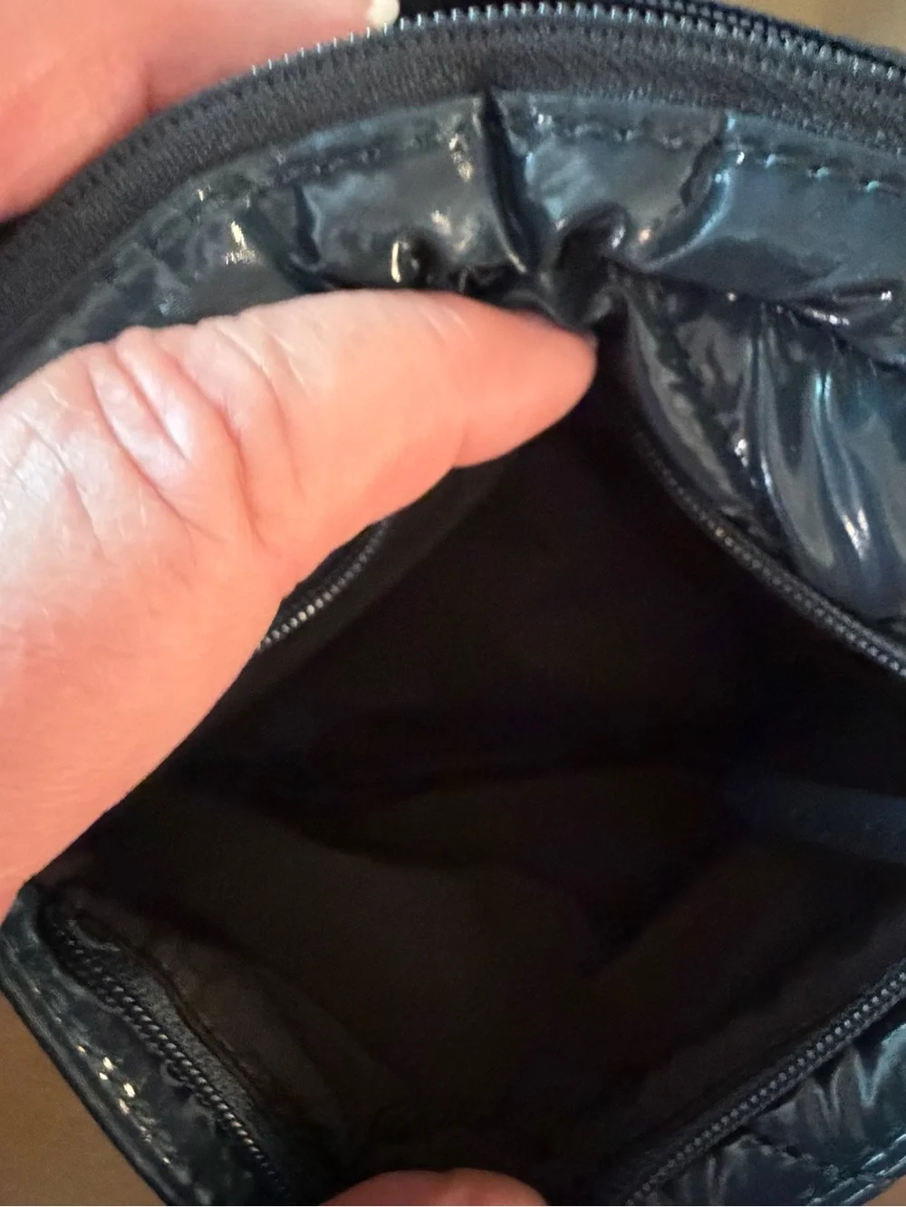 Athleta Shiny Quilted Dark Teal Crossbody Pouch